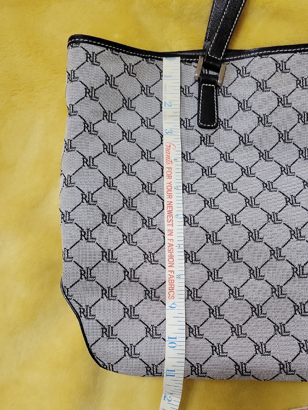 Lauren Ralph Lauren Black and White Patterned Tote - Picture 8 of 10